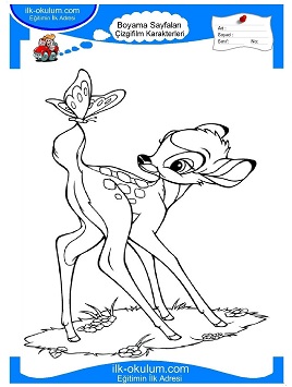 Çocuklar İçin Bambi Boyama Sayfaları 